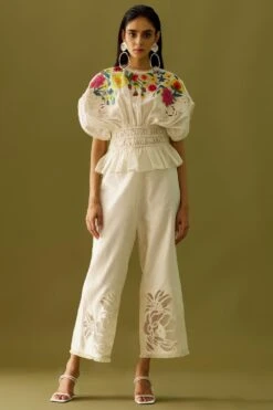 Chandrima Ivory Ruched Waist Top