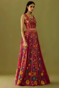 Chandrima Fuchsia Embroidered Lehenga