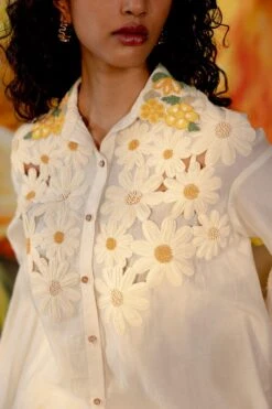 Chandrima Ivory Embroidered Shirt -Outlet Spiffy Fits Store ch1223 3