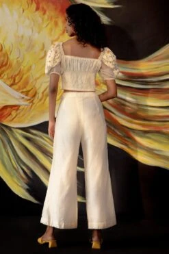 Chandrima Ivory Daisy Ruched Top 5 Chandrima Ivory Daisy Ruched Top -Outlet Spiffy Fits Store ch1227 3