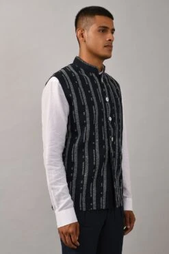 Countrymade Hand Embroidered Linen Bundi -Outlet Spiffy Fits Store cm btc bd 04 3