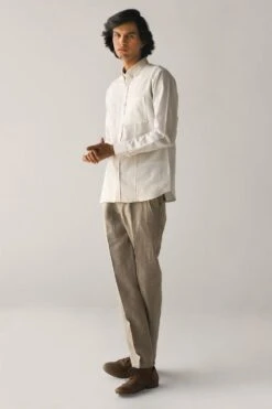 Countrymade Ivory Linen Cotton Shirt -Outlet Spiffy Fits Store cm ctd sh 09 3