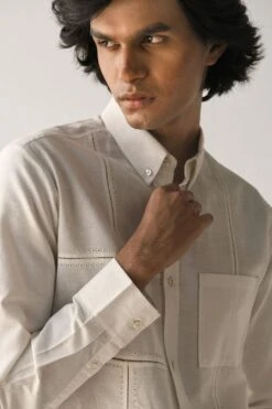 Countrymade Ivory Linen Cotton Shirt -Outlet Spiffy Fits Store cm ctd sh 09 4