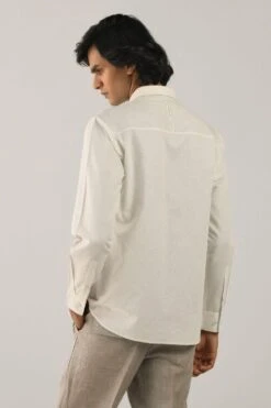 Countrymade Ivory Linen Cotton Shirt -Outlet Spiffy Fits Store cm ctd sh 09 5