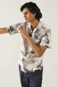 Countrymade Ivory Print Short Sleeves Shirt -Outlet Spiffy Fits Store cm ctd sh 11 2