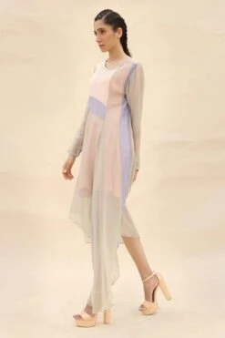 Abhishek Sharma Pastel Panelled Draped Dress
