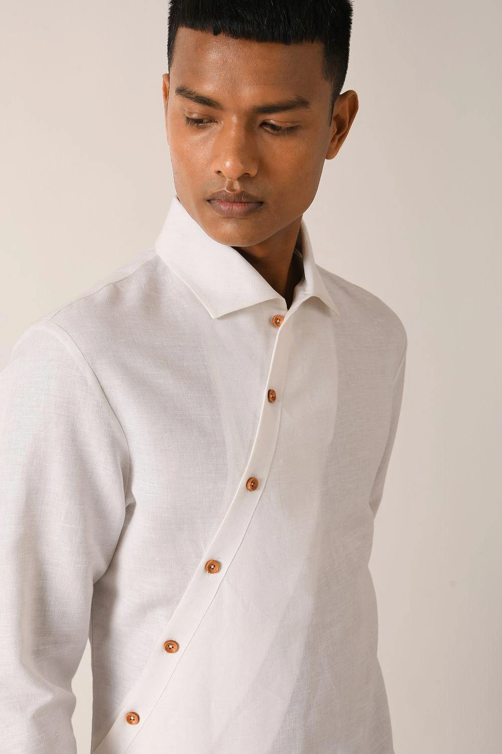 Dhruv Vaish White Diagonal Placket Shirt 3 Dhruv Vaish White Diagonal Placket Shirt - Image 3