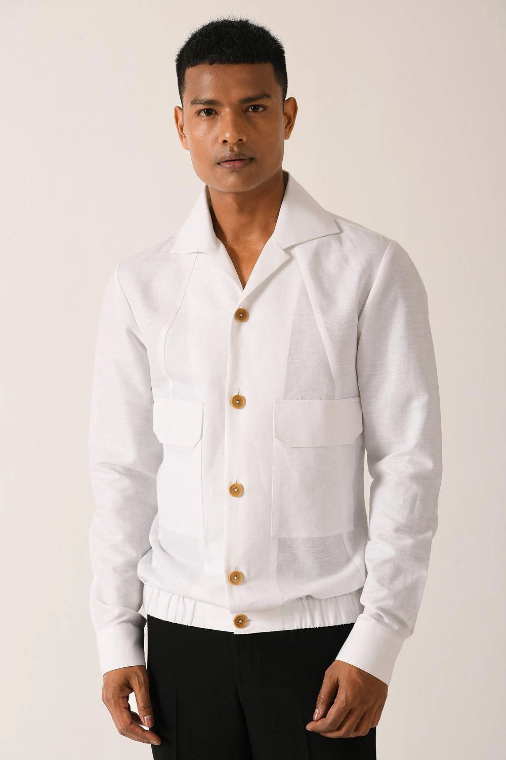 Dhruv Vaish White Bomber Shirt 1 Dhruv Vaish White Bomber Shirt