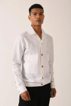 Dhruv Vaish White Bomber Shirt 6 Dhruv Vaish White Bomber Shirt -Outlet Spiffy Fits Store d06c0091c 3