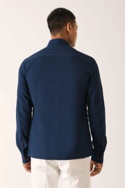 Dhruv Vaish Navy Blue Handloom Cotton Shirt 9 Dhruv Vaish Navy Blue Handloom Cotton Shirt -Outlet Spiffy Fits Store d06c0121b 5