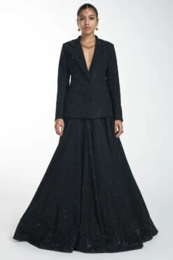 Itrh Black Crystal Lehenga & Blazer