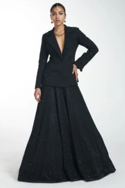 Itrh Black Crystal Lehenga & Blazer -Outlet Spiffy Fits Store dc22w030 3