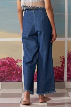Ikai Denim Flared Pants With Pleat Details 5 Ikai Denim Flared Pants With Pleat Details -Outlet Spiffy Fits Store dnm3136 3
