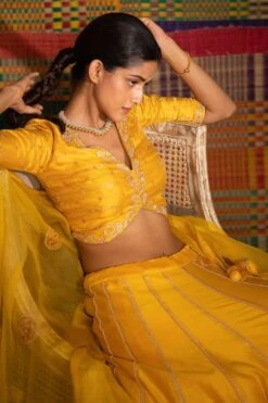 Deep Thee Yellow Hand Embroidered Lehenga Set -Outlet Spiffy Fits Store dp ahl 01 5