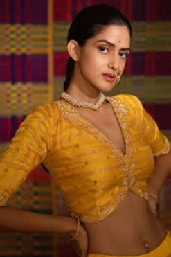 Deep Thee Yellow Hand Embroidered Lehenga Set -Outlet Spiffy Fits Store dp ahl 01 6