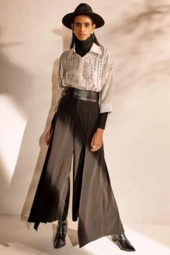 431-88 By Shweta Kapur Flap Black Palazzos