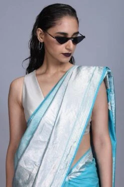 Hemang Agrawal Silver Drill V Neck Blouse -Outlet Spiffy Fits Store ha12 3