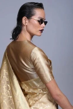 Hemang Agrawal Gold V Neck Drill Blouse -Outlet Spiffy Fits Store ha21 3