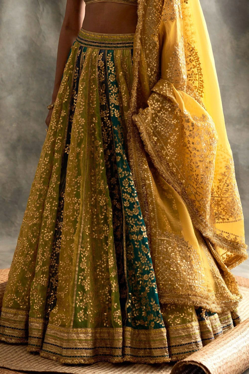 Itrh Colour Blocked Lehenga Set With Gota Patti Details 4 Itrh Colour Blocked Lehenga Set With Gota Patti Details - Image 4
