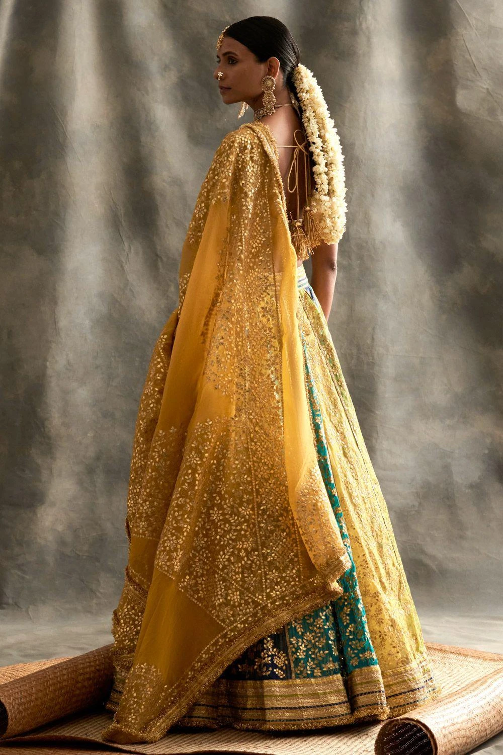 Itrh Colour Blocked Lehenga Set With Gota Patti Details 5 Itrh Colour Blocked Lehenga Set With Gota Patti Details - Image 5