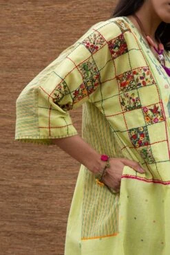 Sunira Designs Green Jamdani Muslin Yoke Dress -Outlet Spiffy Fits Store j2201b 6