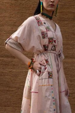 Sunira Designs Pink Embroidered Drawstring Dress -Outlet Spiffy Fits Store j2207d 5