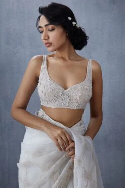 Torani Off White Organza Aari Work Blouse