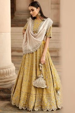 Jayanti Reddy Yellow Zardosi Embroidered Lehenga Set