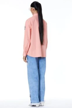 Kanika Goyal Label Salmon Pink Embroidered Shirt -Outlet Spiffy Fits Store kgsc220909 4