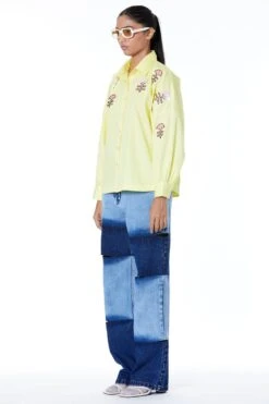 Kanika Goyal Label Yellow Cotton Dolmain Shirt -Outlet Spiffy Fits Store kgsc220926 3