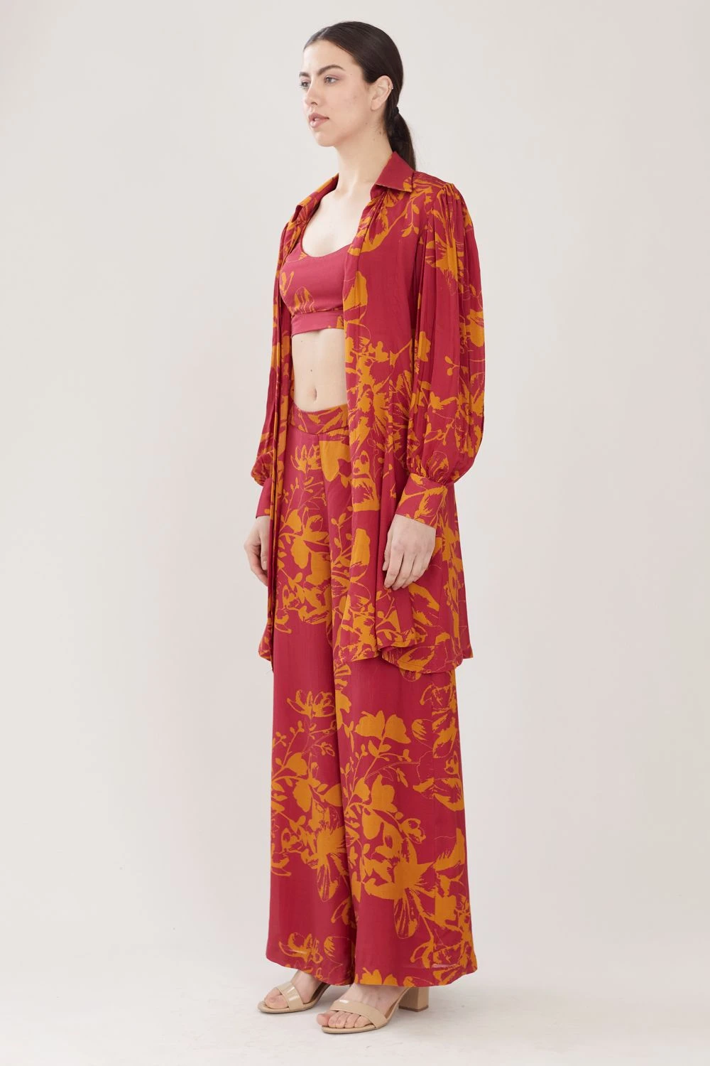 KoAi Dark Pink & Mustard Long Shirt 2 KoAi Dark Pink & Mustard Long Shirt - Image 2