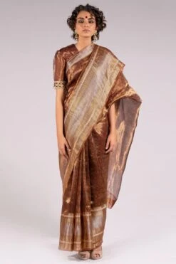 Mimamsaa Mustard Silk Tissue Printed Blouse