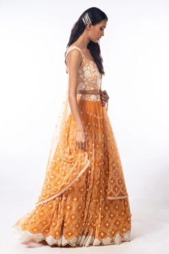 Mishru Jaal Work Orange Lehenga Set -Outlet Spiffy Fits Store mpf 029 ls 3 1