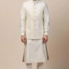Tarun Tahiliani Men Ivory Textured Bundi Jacket