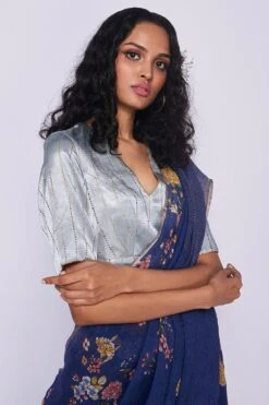 Nadiya Paar Blue Lakir Satin Blouse