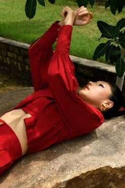 Ode To Odd Ruby Red Pants -Outlet Spiffy Fits Store oto14 3