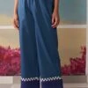 Ikai Blue Palazzos With Applique Details