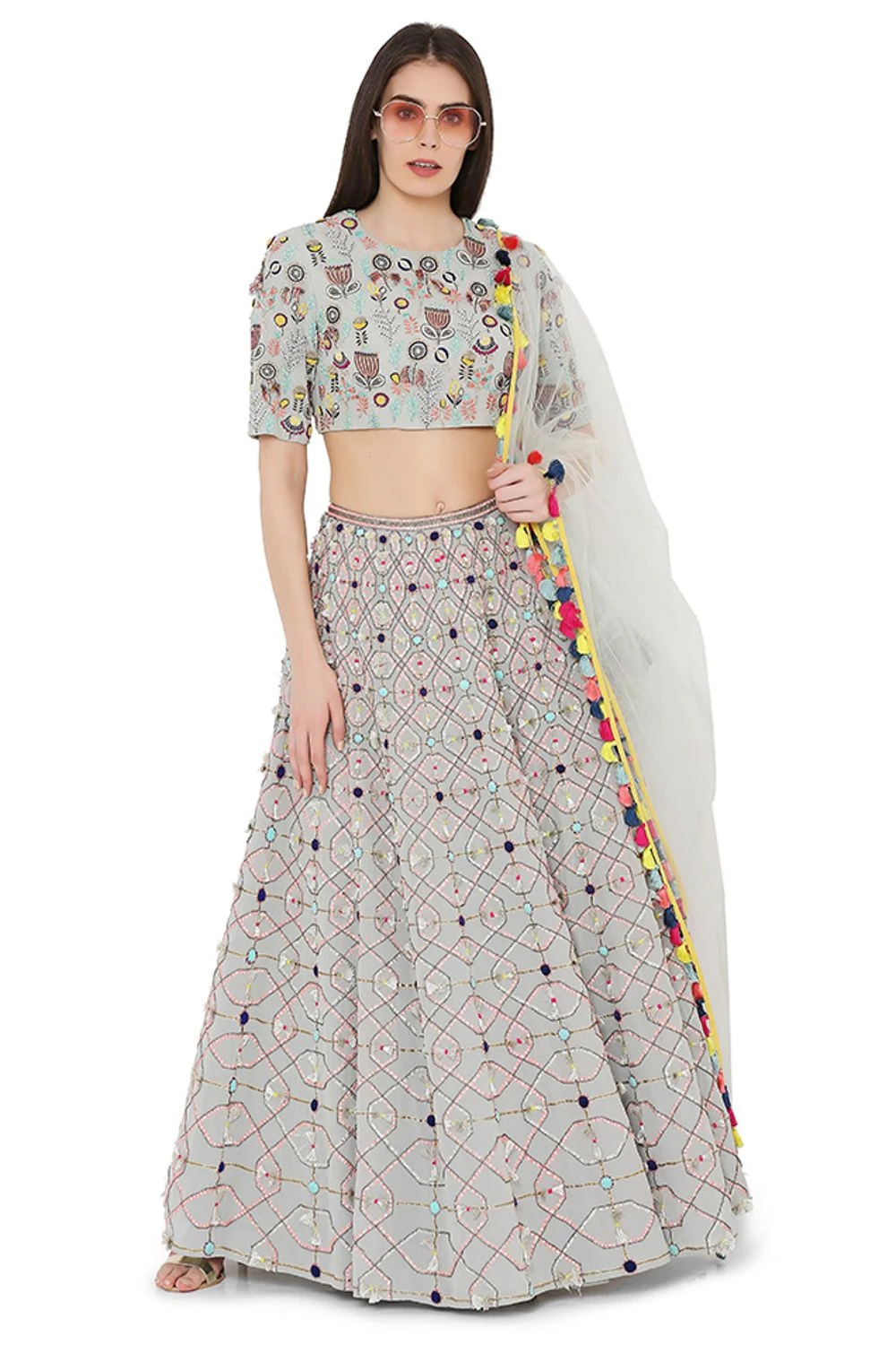 Payal Singhal Pale Blue Lehenga Set With Embroidered Choli 1 Payal Singhal Pale Blue Lehenga Set With Embroidered Choli