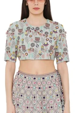 Payal Singhal Pale Blue Lehenga Set With Embroidered Choli 8 Payal Singhal Pale Blue Lehenga Set With Embroidered Choli -Outlet Spiffy Fits Store ps fw726 b 3