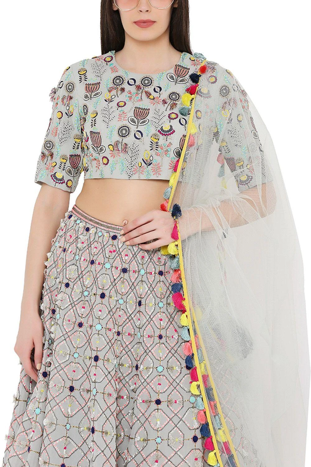 Payal Singhal Pale Blue Lehenga Set With Embroidered Choli 5 Payal Singhal Pale Blue Lehenga Set With Embroidered Choli - Image 5