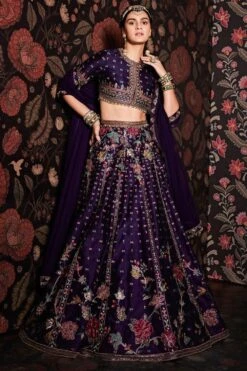 Ridhi Mehra Purple Embroidered Lehenga Set