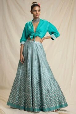 Rajdeep Ranawat Bandhni Printed Lehenga With A Tie Up Blouse