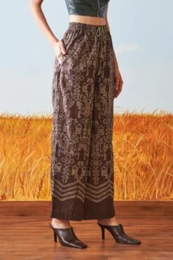 Ikai Brown Shibori Drawstring Pants -Outlet Spiffy Fits Store sh pnt 2134br 3