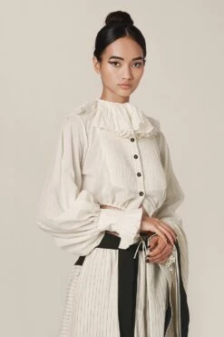 Chola Cropped Shirt With Ruffled Collar