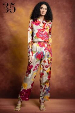 Saaksha & Kinni Multicoloured Floral High-waisted Trousers