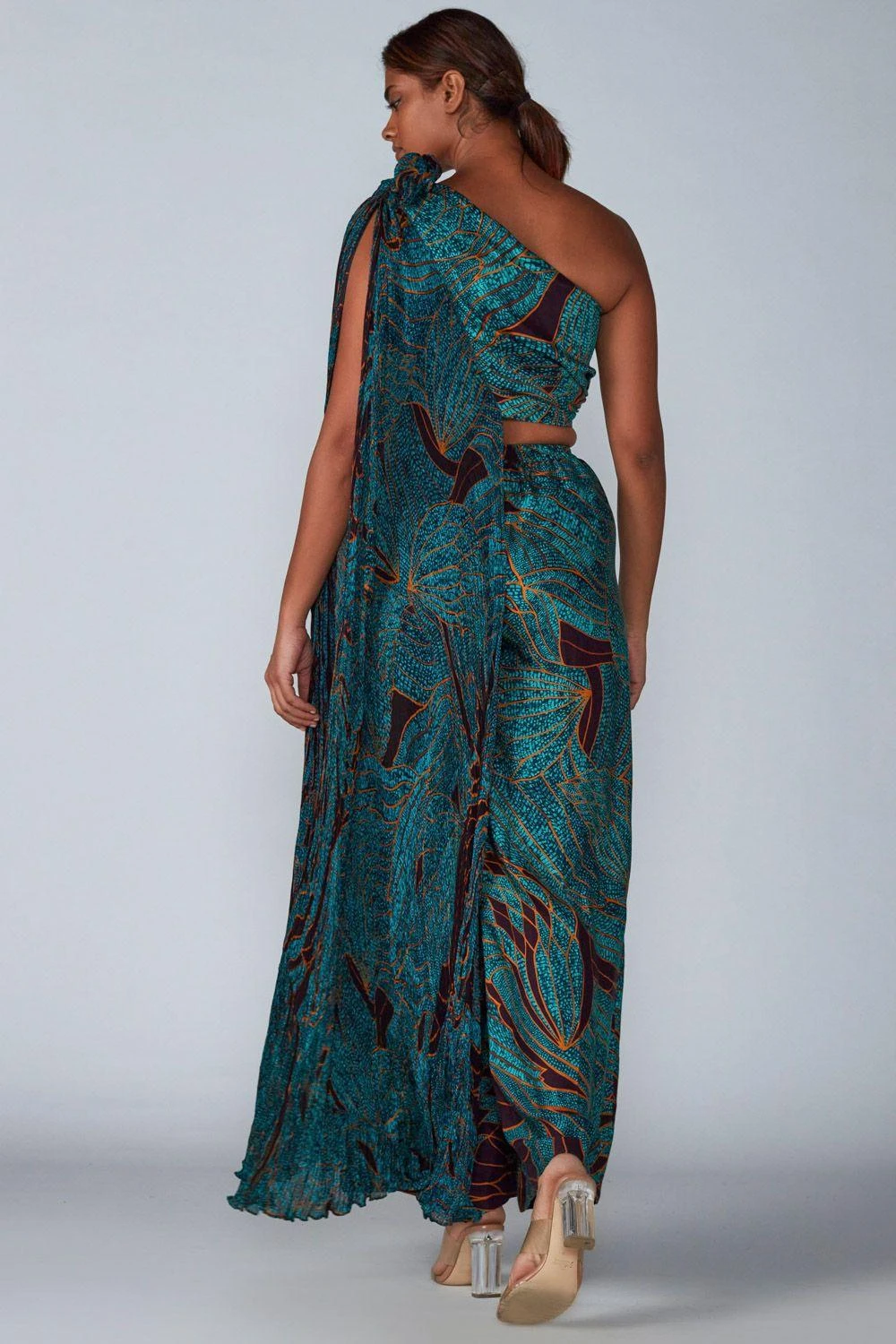 Saaksha & Kinni Turquoise Abstract Printed Cape Style Top 2 Saaksha & Kinni Turquoise Abstract Printed Cape Style Top - Image 2