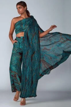 Saaksha & Kinni Turquoise Abstract Printed Palazzo
