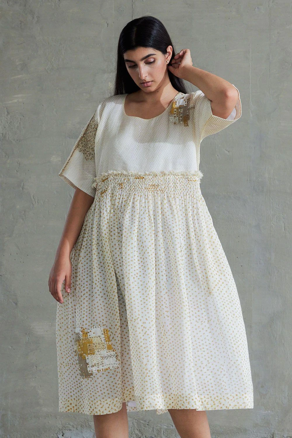 Sunira Designs Yellow Hand Spun Chanderi Dress 2 Sunira Designs Yellow Hand Spun Chanderi Dress - Image 2