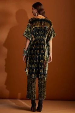 Sunira Designs Hand-block Printed Velvet Mustard Pants -Outlet Spiffy Fits Store v2111a 5