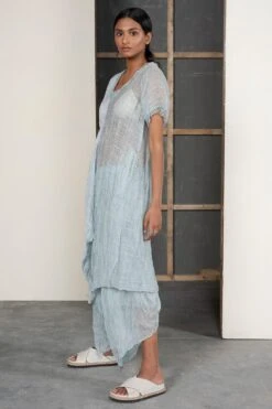 Urvashi Kaur Ciel Blue Denote Pants In Chanderi Silk